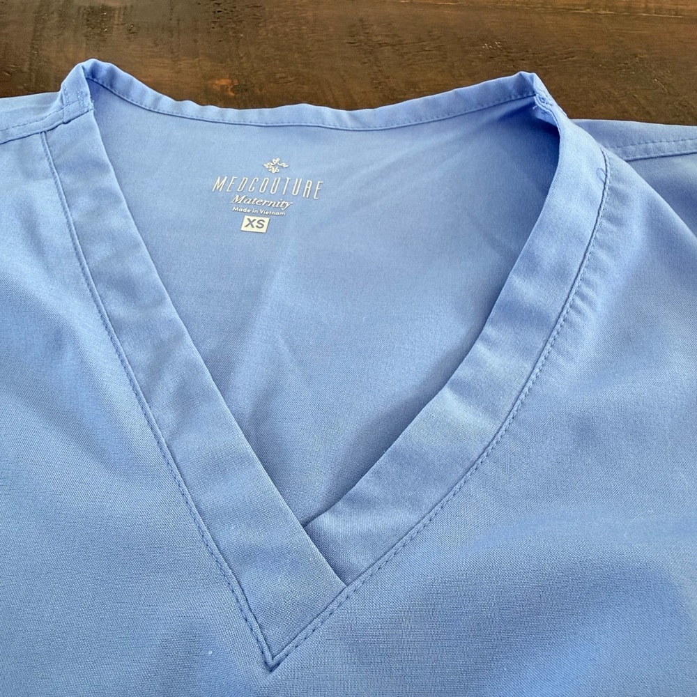 Maternity Blue Scrub Top - Picture 2 of 2